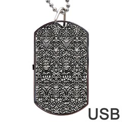 Gothic Leaf Pattern 2 Dog Tag Usb Flash (two Sides) by violetheavensky