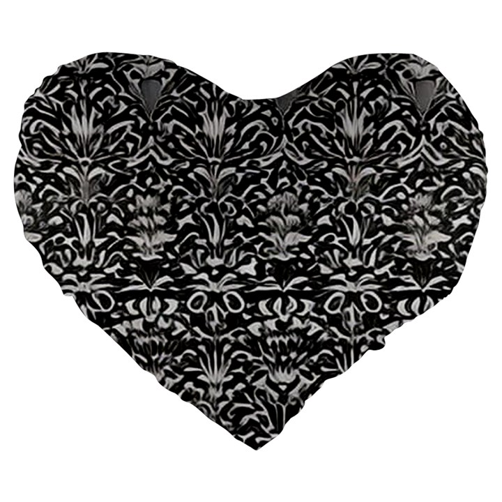 Gothic Leaf Pattern 2 Large 19  Premium Flano Heart Shape Cushions