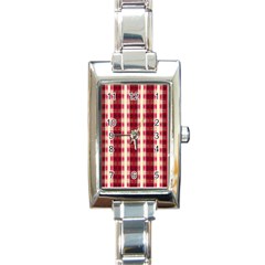 Retro 60s 50s Plaid Pattern 4 Rectangle Italian Charm Watch by violetheavensky