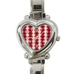 Retro 60s 50s Plaid Pattern 4 Heart Italian Charm Watch Front