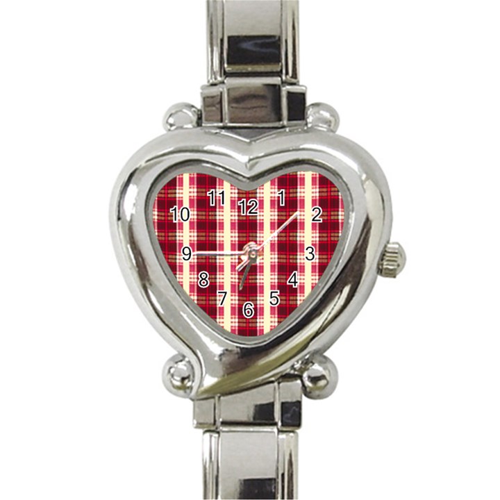 Retro 60s 50s Plaid Pattern 4 Heart Italian Charm Watch