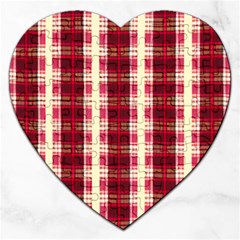 Retro 60s 50s Plaid Pattern 4 Jigsaw Puzzle (heart) by violetheavensky