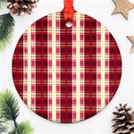 Retro 60s 50s Plaid Pattern 4 Round Ornament (Two Sides) Front