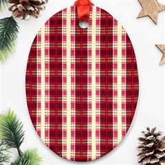 Retro 60s 50s Plaid Pattern 4 Oval Ornament (two Sides) by violetheavensky