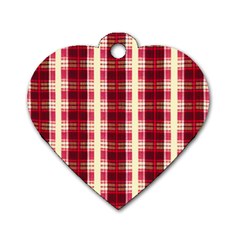 Retro 60s 50s Plaid Pattern 4 Dog Tag Heart (one Side) by violetheavensky