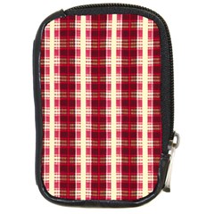 Retro 60s 50s Plaid Pattern 4 Compact Camera Leather Case by violetheavensky