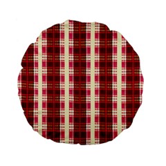 Retro 60s 50s Plaid Pattern 4 Standard 15  Premium Flano Round Cushions by violetheavensky