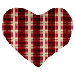 Retro 60s 50s Plaid Pattern 4 Large 19  Premium Flano Heart Shape Cushions by violetheavensky