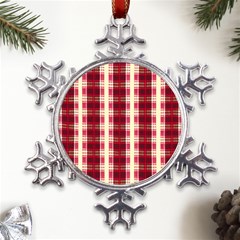 Retro 60s 50s Plaid Pattern 4 Metal Large Snowflake Ornament by violetheavensky