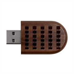 Retro 60s 50s Plaid Pattern 4 Wood Oval Usb Flash Drive by violetheavensky