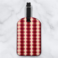 Retro 60s 50s Plaid Pattern 4 Nappa Leather Luggage Tag Rectangle by violetheavensky