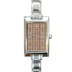 Retro 60s 50s Plaid Pattern 3 Rectangle Italian Charm Watch by violetheavensky