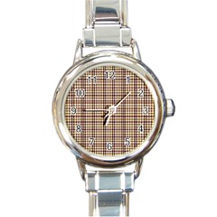 Retro 60s 50s Plaid Pattern 3 Round Italian Charm Watch by violetheavensky