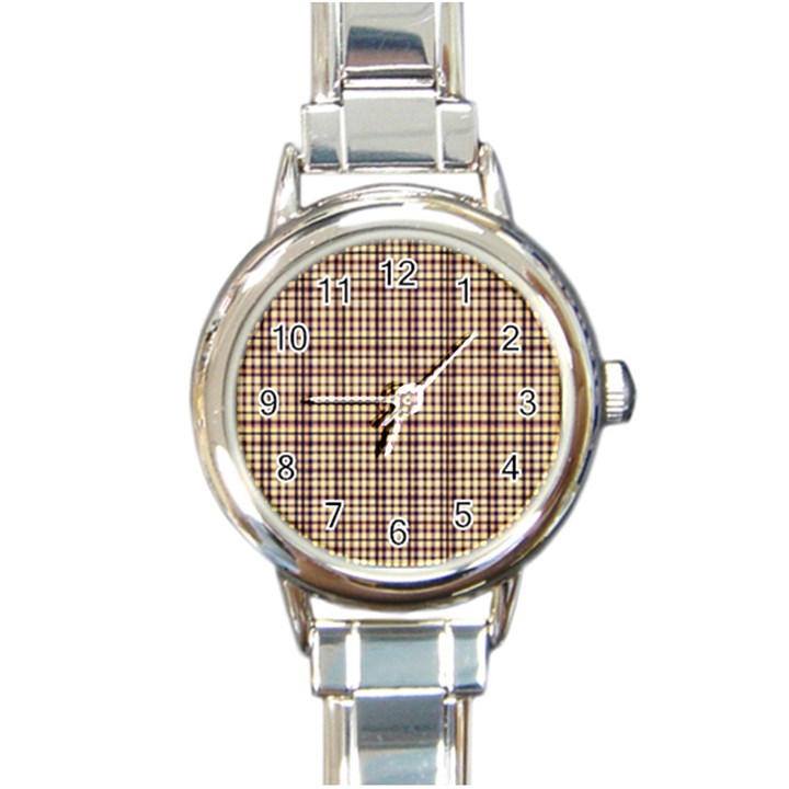 Retro 60s 50s Plaid Pattern 3 Round Italian Charm Watch