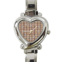 Retro 60s 50s Plaid Pattern 3 Heart Italian Charm Watch by violetheavensky