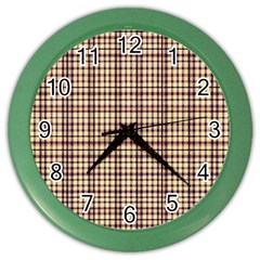 Retro 60s 50s Plaid Pattern 3 Color Wall Clock by violetheavensky