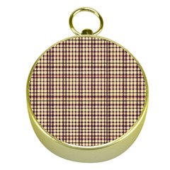 Retro 60s 50s Plaid Pattern 3 Gold Compasses by violetheavensky