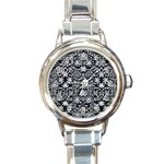 Gothic Leaf Pattern 3 Round Italian Charm Watch Front