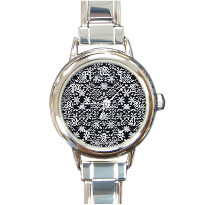 Gothic Leaf Pattern 3 Round Italian Charm Watch