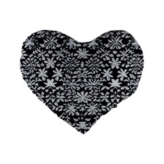 Gothic Leaf Pattern 3 Standard 16  Premium Flano Heart Shape Cushions by violetheavensky