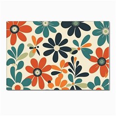 Retro Scandinavian Nordic Flowers Pattern 2 Postcard 4 x 6  (pkg Of 10) by violetheavensky