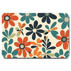 Retro Scandinavian Nordic Flowers Pattern 2 Large Doormat by violetheavensky