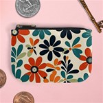 Retro Scandinavian Nordic Flowers Pattern 2 Mini Coin Purse Front