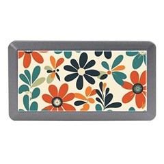 Retro Scandinavian Nordic Flowers Pattern 2 Memory Card Reader (mini) by violetheavensky