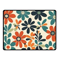 Retro Scandinavian Nordic Flowers Pattern 2 Two Sides Fleece Blanket (small) by violetheavensky