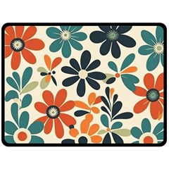 Retro Scandinavian Nordic Flowers Pattern 2 Two Sides Fleece Blanket (large) by violetheavensky