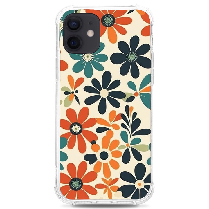 Retro Scandinavian Nordic Flowers Pattern 2 iPhone 12/12 Pro TPU UV Print Case