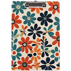 Retro Scandinavian Nordic Flowers Pattern 2 A4 Acrylic Clipboard by violetheavensky