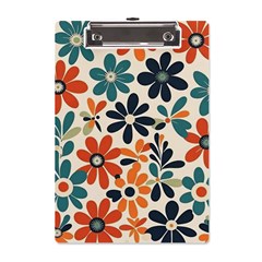 Retro Scandinavian Nordic Flowers Pattern 2 A5 Acrylic Clipboard by violetheavensky