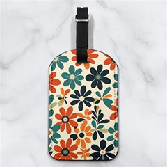 Retro Scandinavian Nordic Flowers Pattern 2 Nappa Leather Luggage Tag Rectangle by violetheavensky