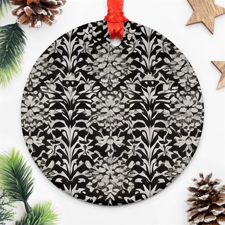 Gothic Leaf Pattern 4 Round Ornament (Two Sides)