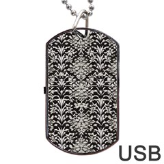 Gothic Leaf Pattern 4 Dog Tag Usb Flash (one Side) by violetheavensky