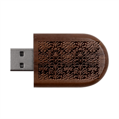 Gothic Leaf Pattern 4 Wood Oval Usb Flash Drive by violetheavensky