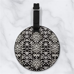 Gothic Leaf Pattern 4 Nappa Leather Luggage Tag Round by violetheavensky