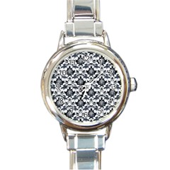 Gothic Leaf Pattern Round Italian Charm Watch by violetheavensky