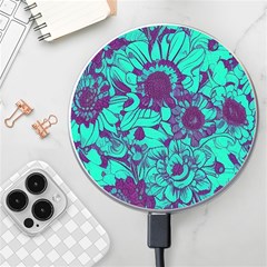 Mid Century Retro Floral 1970s 1960s Pattern 101 Wireless Fast Charger(white) by violetheavensky