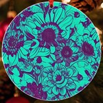 Mid Century Retro Floral 1970s 1960s Pattern 101 UV Print Acrylic Ornament Round Front