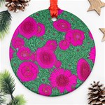 Mid Century Retro Floral 1970s 1960s Pattern 97 Round Ornament (Two Sides) Front