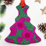 Mid Century Retro Floral 1970s 1960s Pattern 97 Christmas Tree Ornament (Two Sides) Front