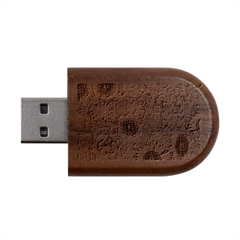 Mid Century Retro Floral 1970s 1960s Pattern 97 Wood Oval Usb Flash Drive by violetheavensky