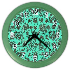 Mid Century Retro Floral 1970s 1960s Pattern 102 Color Wall Clock by violetheavensky