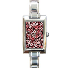 Mid Century Retro Floral 1970s 1960s Pattern 96 Rectangle Italian Charm Watch by violetheavensky