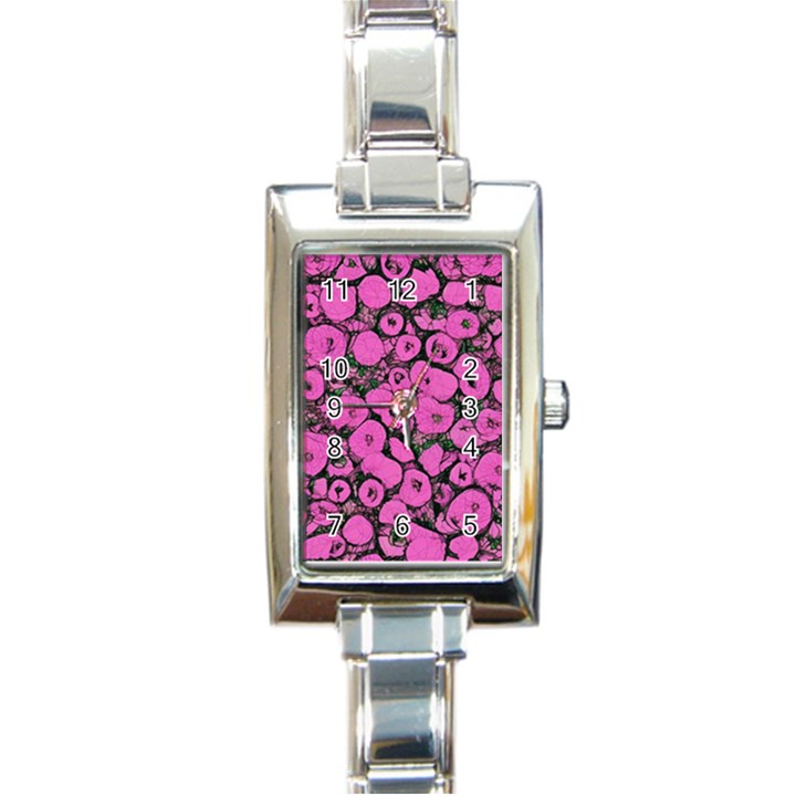 Mid Century Retro Floral 1970s 1960s Pattern 100 Rectangle Italian Charm Watch