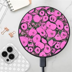 Mid Century Retro Floral 1970s 1960s Pattern 100 Wireless Fast Charger(black) by violetheavensky