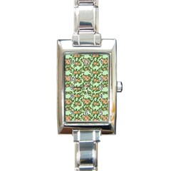 Retro 1880s Flowers Pattern 5 Rectangle Italian Charm Watch by violetheavensky