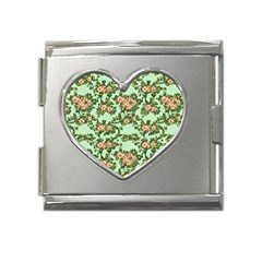 Retro 1880s Flowers Pattern 5 Mega Link Heart Italian Charm (18mm) by violetheavensky